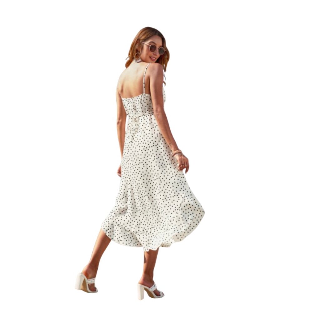 LAST ONE 🔥 Woven Polka Dot Dress in Ivory Size M - Picture 2 of 4